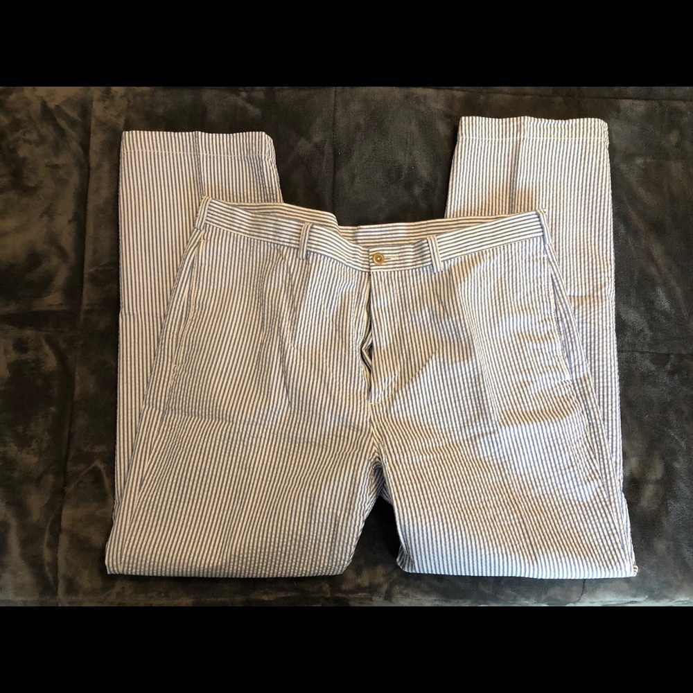 Blue & White Striped Dress Pants